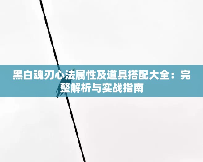 黑白魂刃心法属性及道具搭配大全：完整解析与实战指南